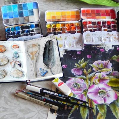 Carnet de balade à la plage atelier d'aquarelle par véronique chevreul