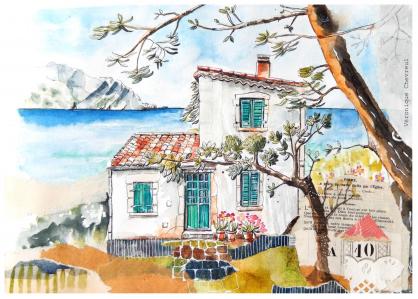 La maison sous les arbres aquarelle de véronique chevreul