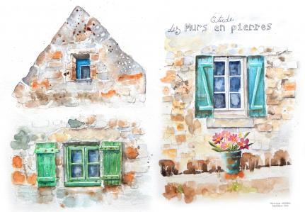 Murs bretons aquarelle de véronique chevreul